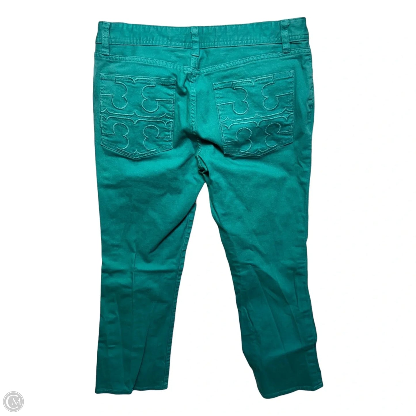 Cropped Slim Bootcut Jeans Designer By Tory Burch In Teal, Size: 10