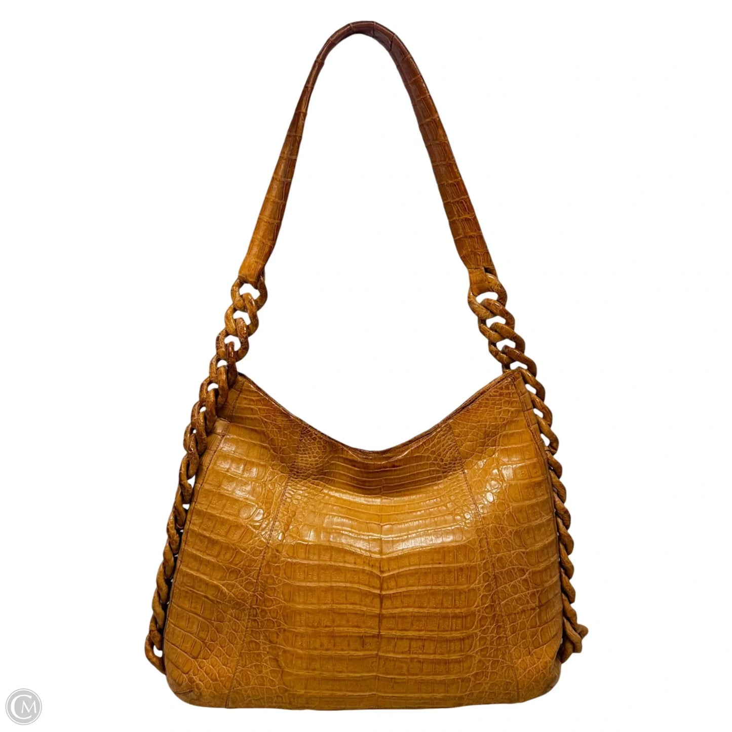 Crocodile Chain Link Hobo Handbag Designer By Nancy Gonzalez, Size: Medium