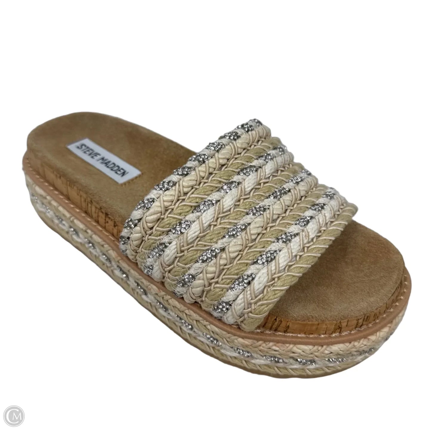Woven Slide Platform Sandals By Steve Madden In Tan, Size: 6.5