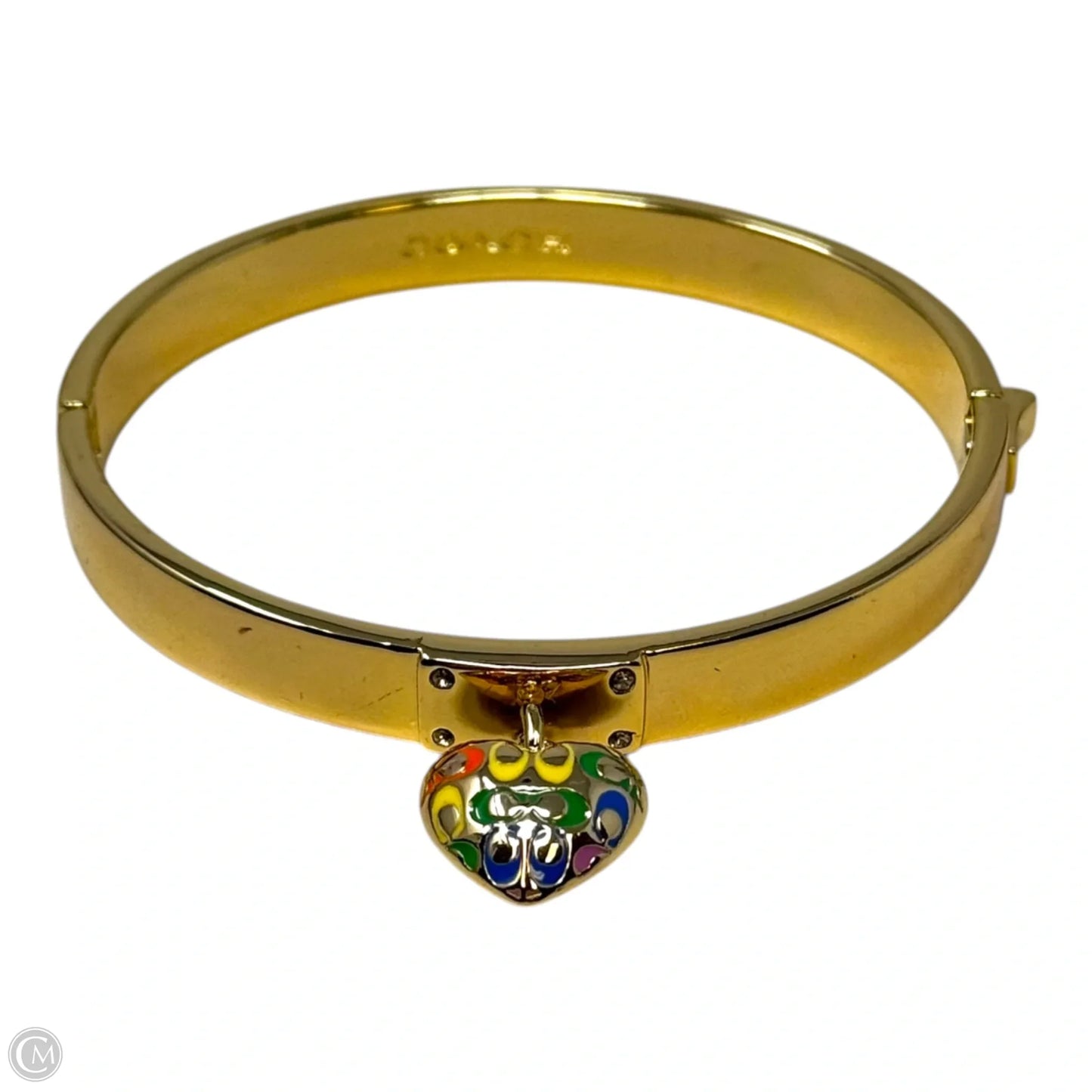 Rainbow Signature Heart Hinged Cuff Bracelet Designer By Coach