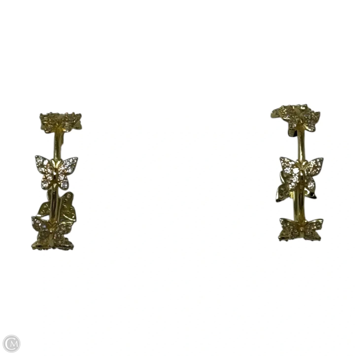 Gold Over Sterling Butterfly Hoop Earrings