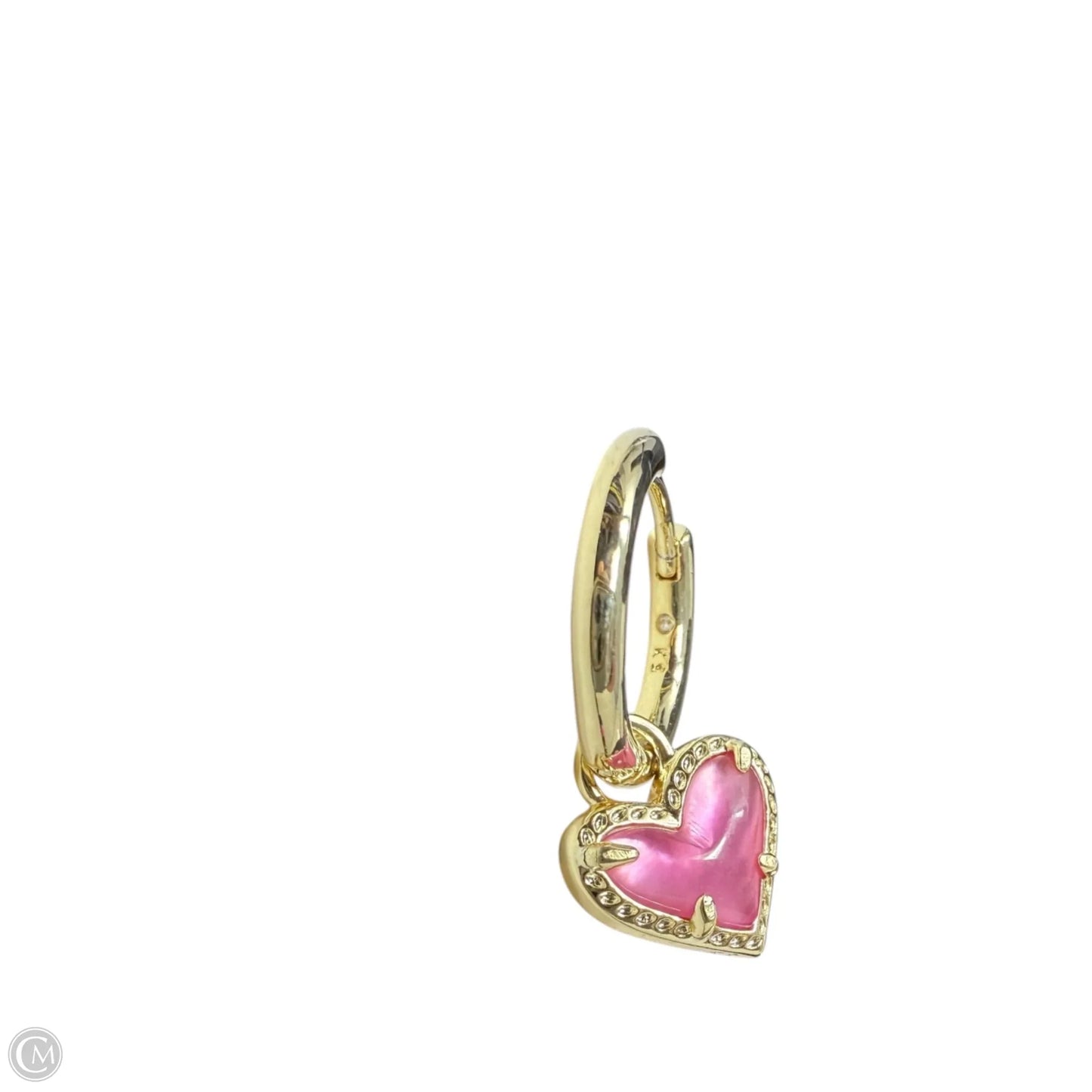 Ari Heart Gold Huggie Earrings in Pink Iridescent Glass By Kendra Scott