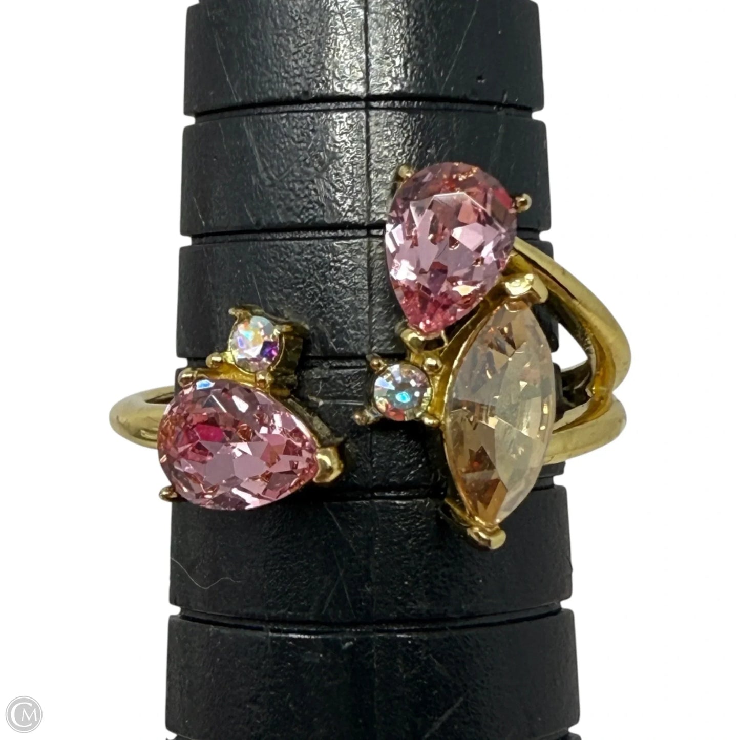 Gold Over Sterling Silver Pear & Marquis Shaped Stones Bypass Ring By Felicia Design, Size: 6