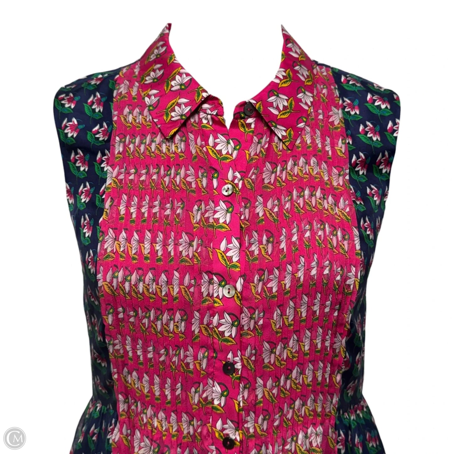 Nieves Silk Pleated Midi Shirt-Dress Designer By Diane Von Furstenberg In Floral Print, Size: M