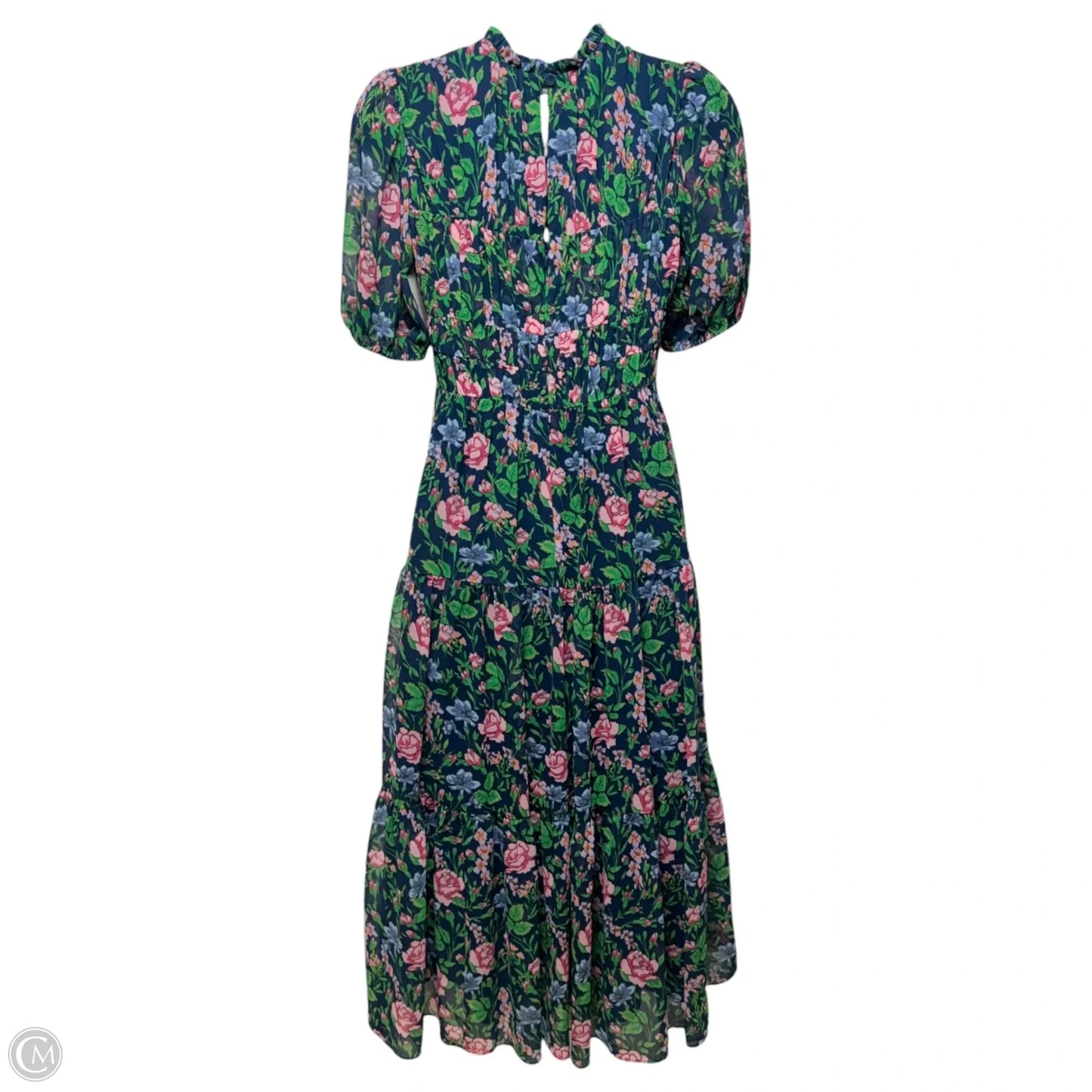 Blossom Floral Chiffon Midi Dress Designer By Diane Von Furstenberg In Navy Floral Print, Size: 00