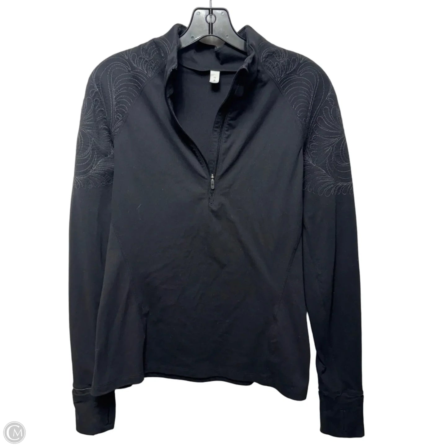 Athletic Top Long Sleeve Collar By Lululemon In Black, Size: 10