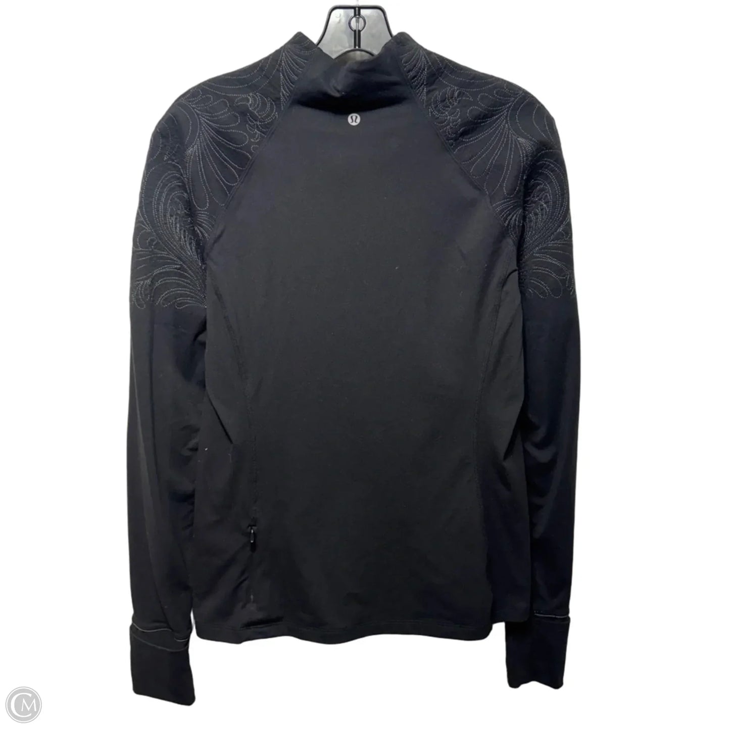 Athletic Top Long Sleeve Collar By Lululemon In Black, Size: 10
