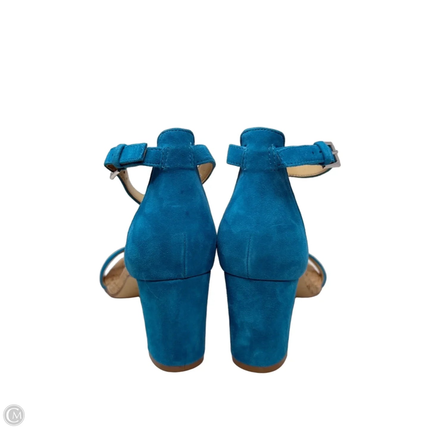 Suede Block Heel Sandals By Nine West In Aqua, Size: 7.5