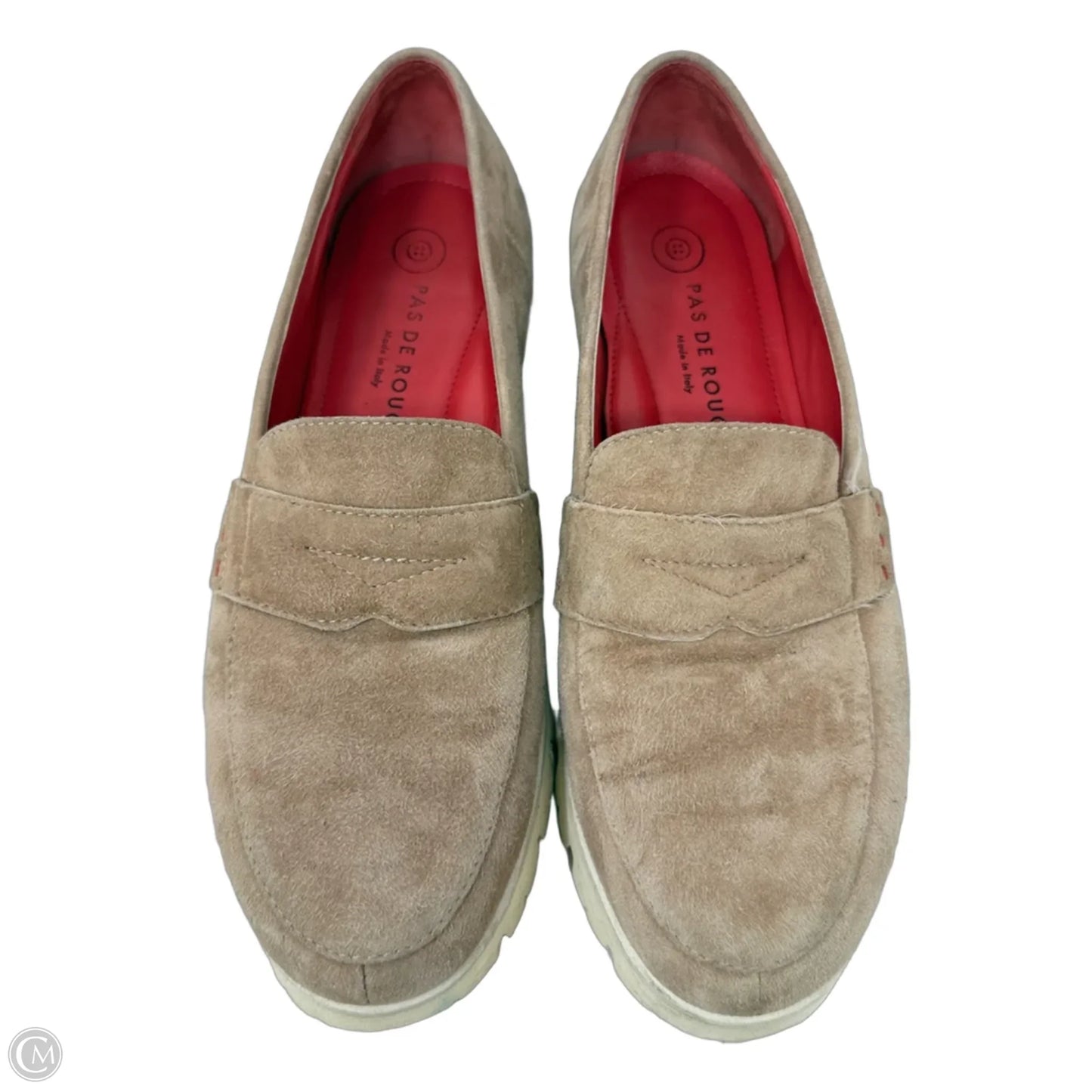 Suede Loafers By Pas de Rouge In Tan, Size: 8