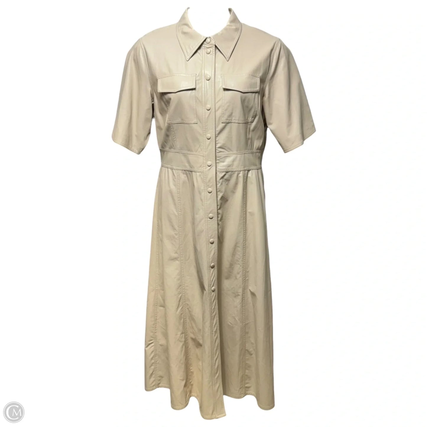 Nahara Faux Leather Shirt-Dress Casual Maxi By Stand Studio In Cream, Size: 12