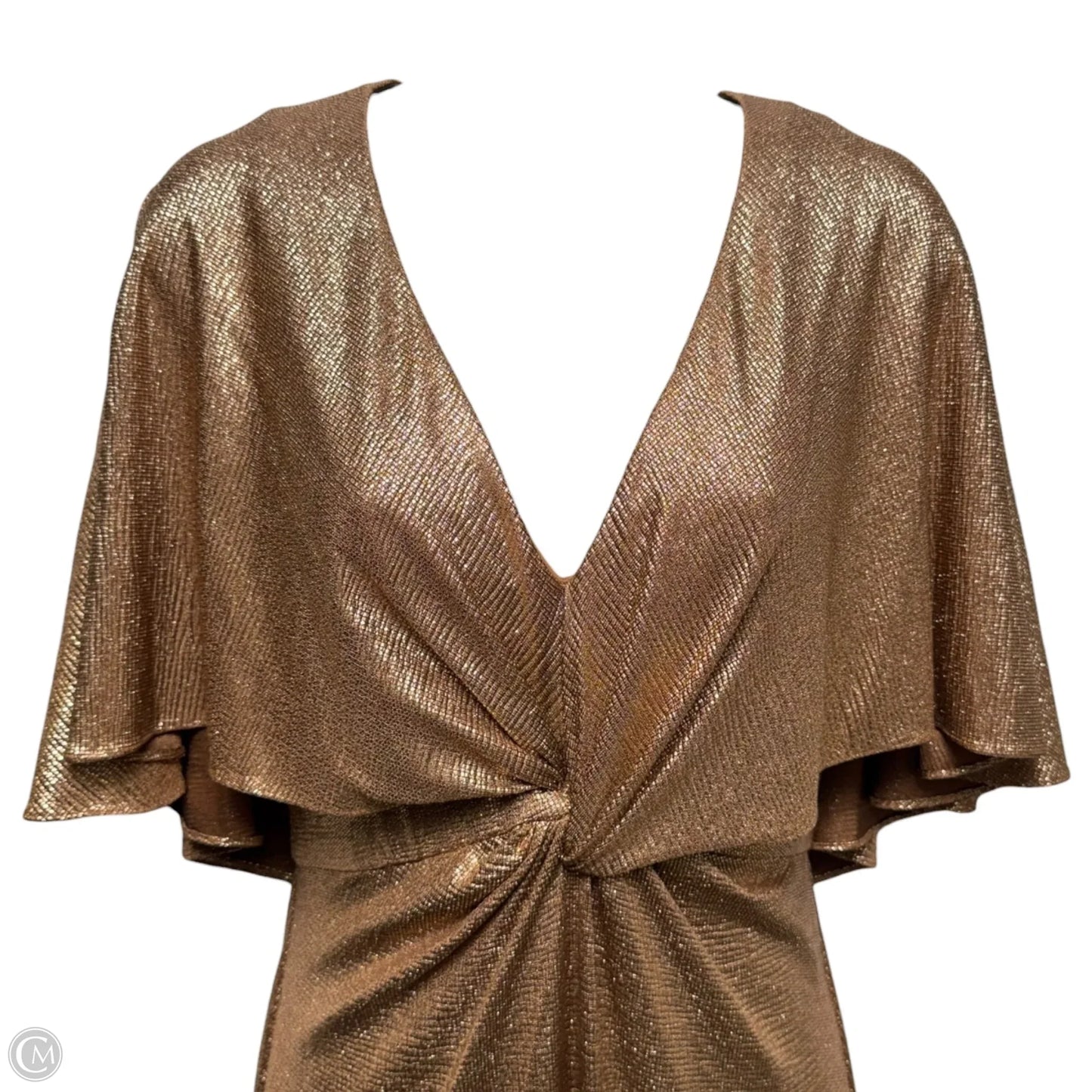 Metallic Twist Dress Party Long By Lauren By Ralph Lauren In Rose Gold, Size: 2