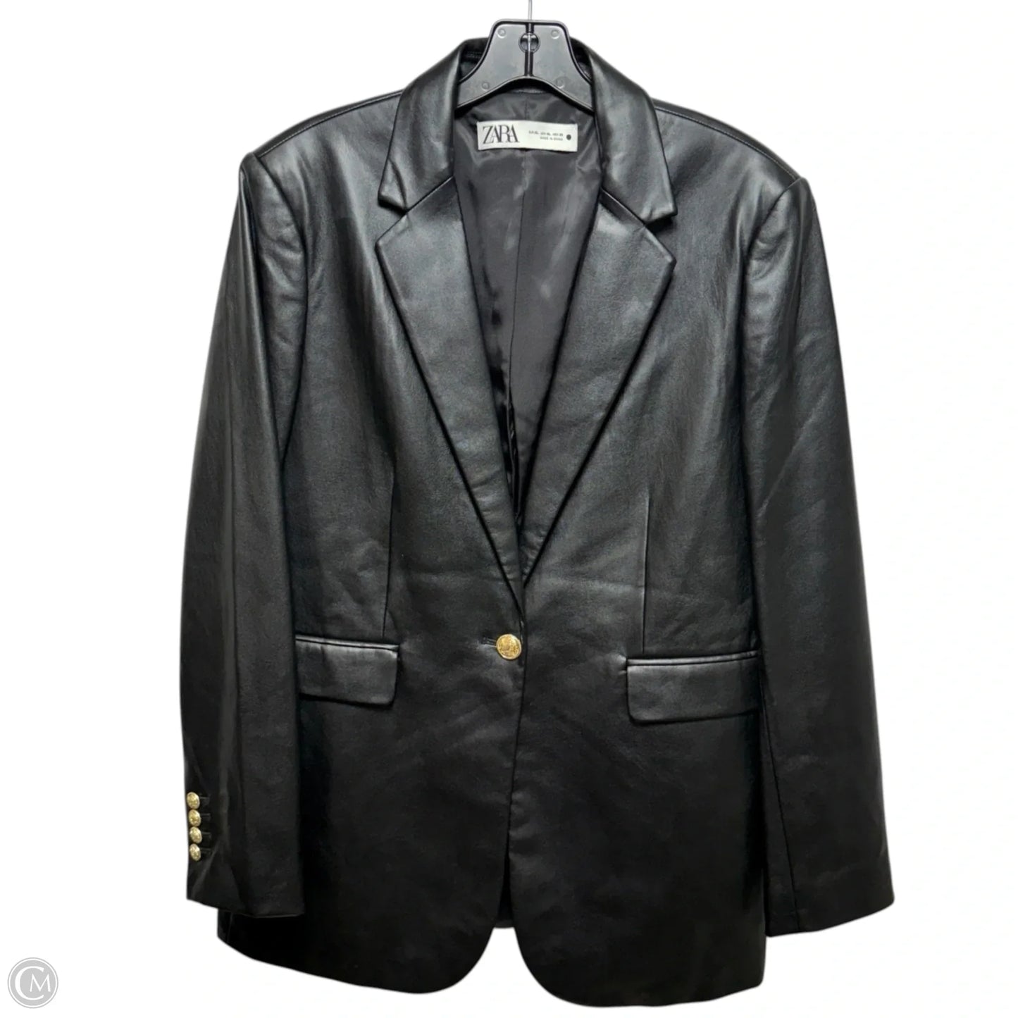 Faux Leather Blazer By Zara In Black, Size: Xl