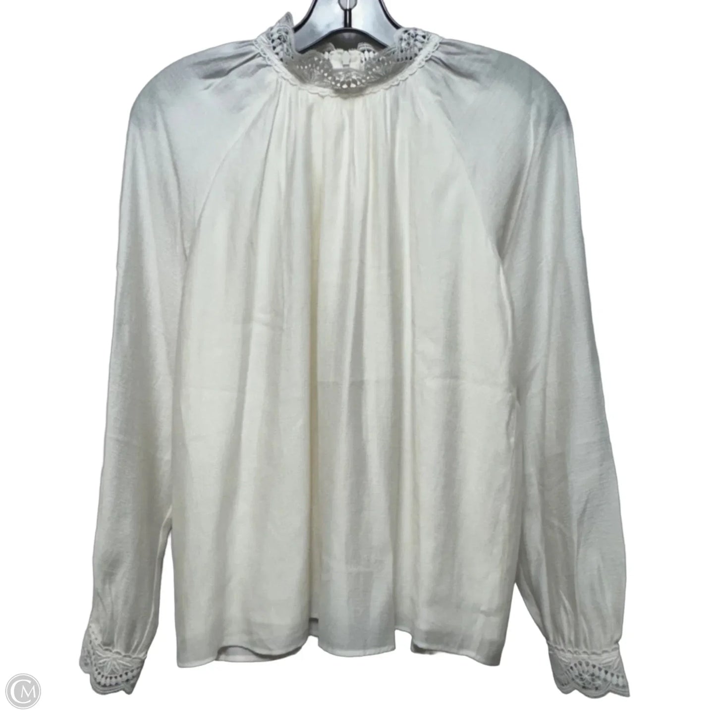 Blouse Long Sleeve By Ann Taylor In Cream, Size: Sp