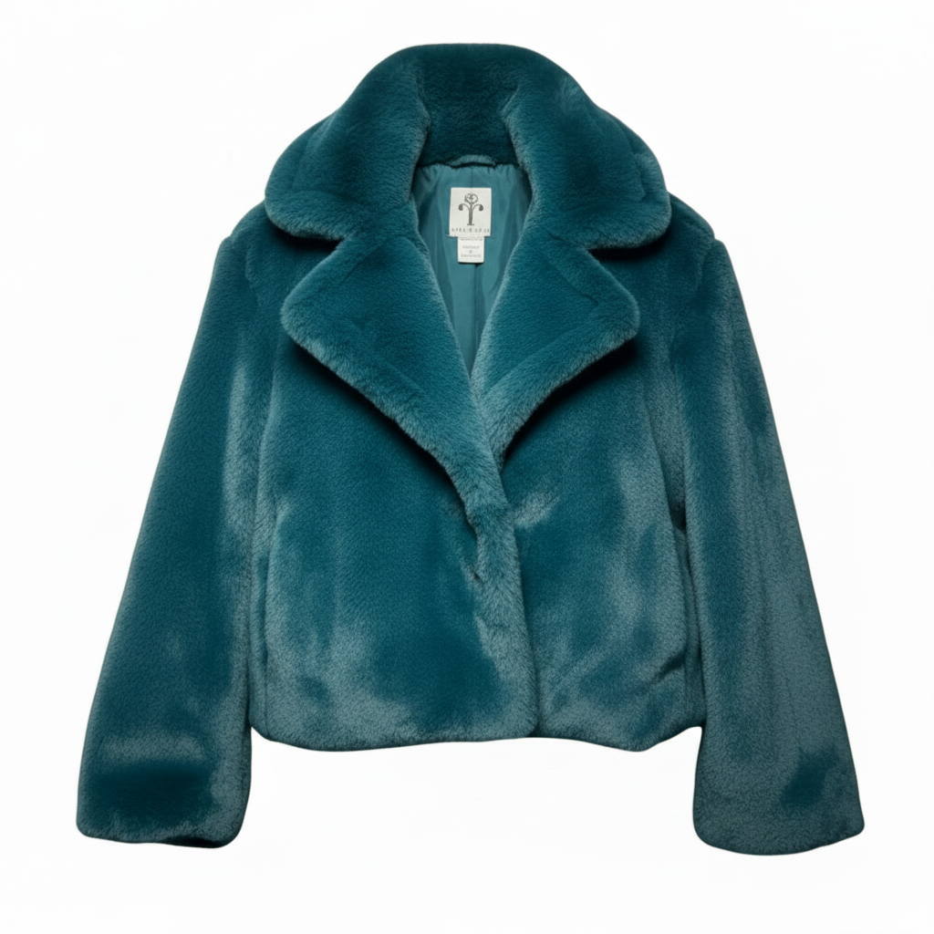 Jacket Faux Fur By Rain + Rose In Teal, Size: S