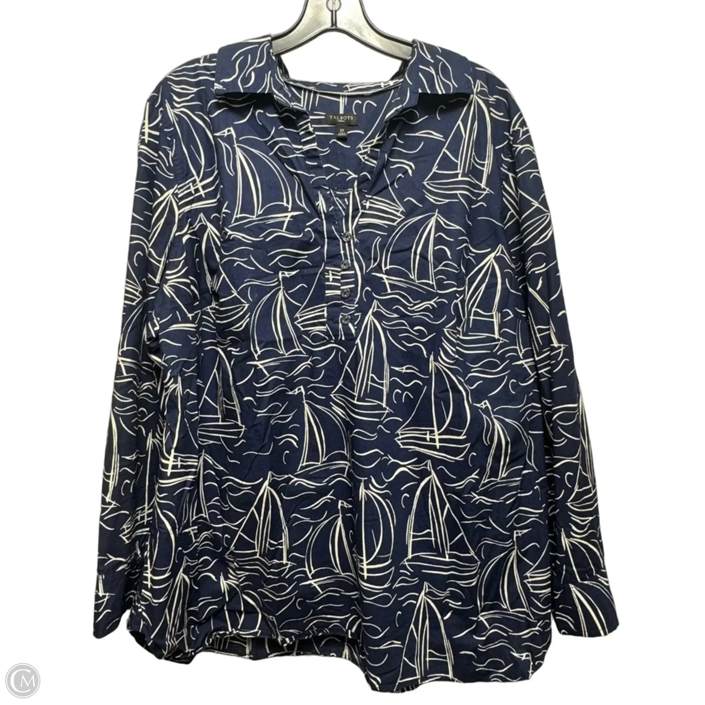 Top Long Sleeve By Talbots In Nautical Print, Size: 2x