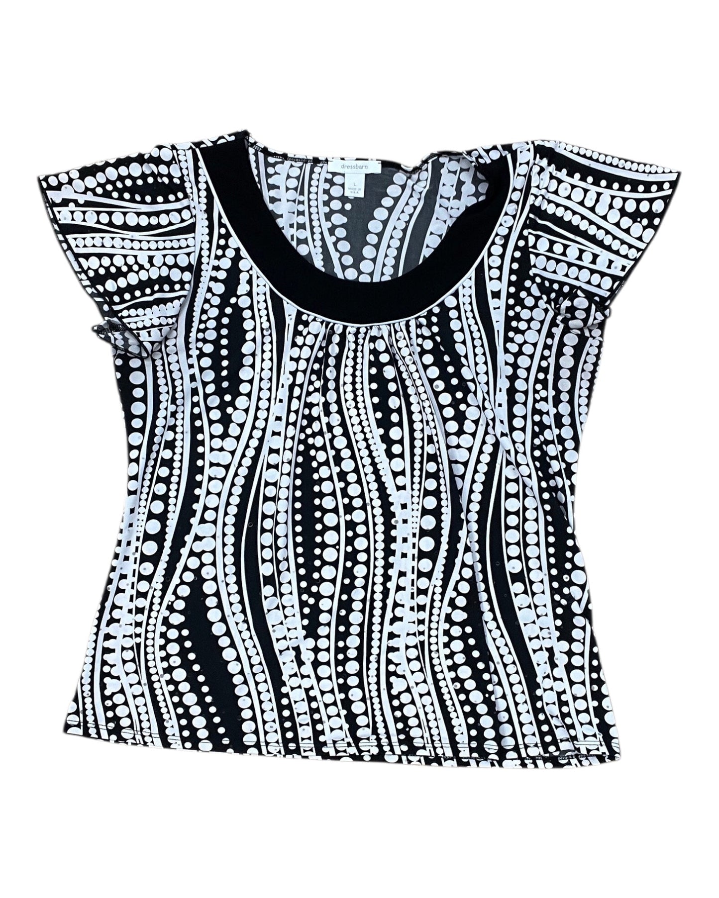 Top Ss By Dressbarn In Black & White, Size:L