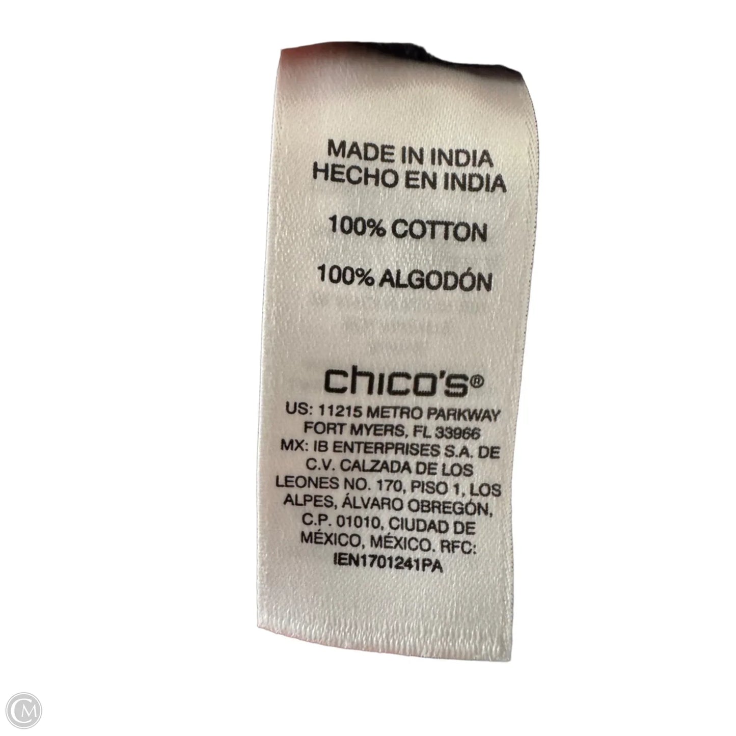 Top 3/4 Sleeve By Chicos In Blue & Tan, Size: L