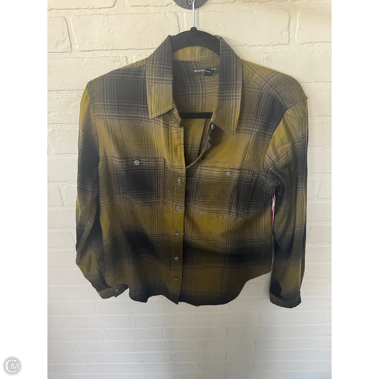Top Long Sleeve By Banana Republic In Black & Green, Size: S