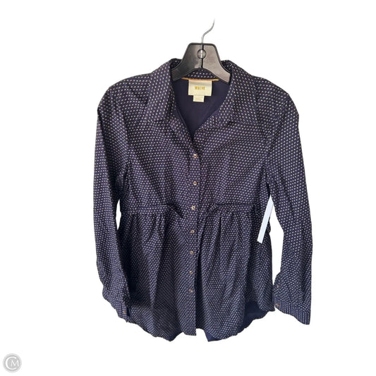 Tunic Long Sleeve By Maeve In Blue & Cream, Size: S