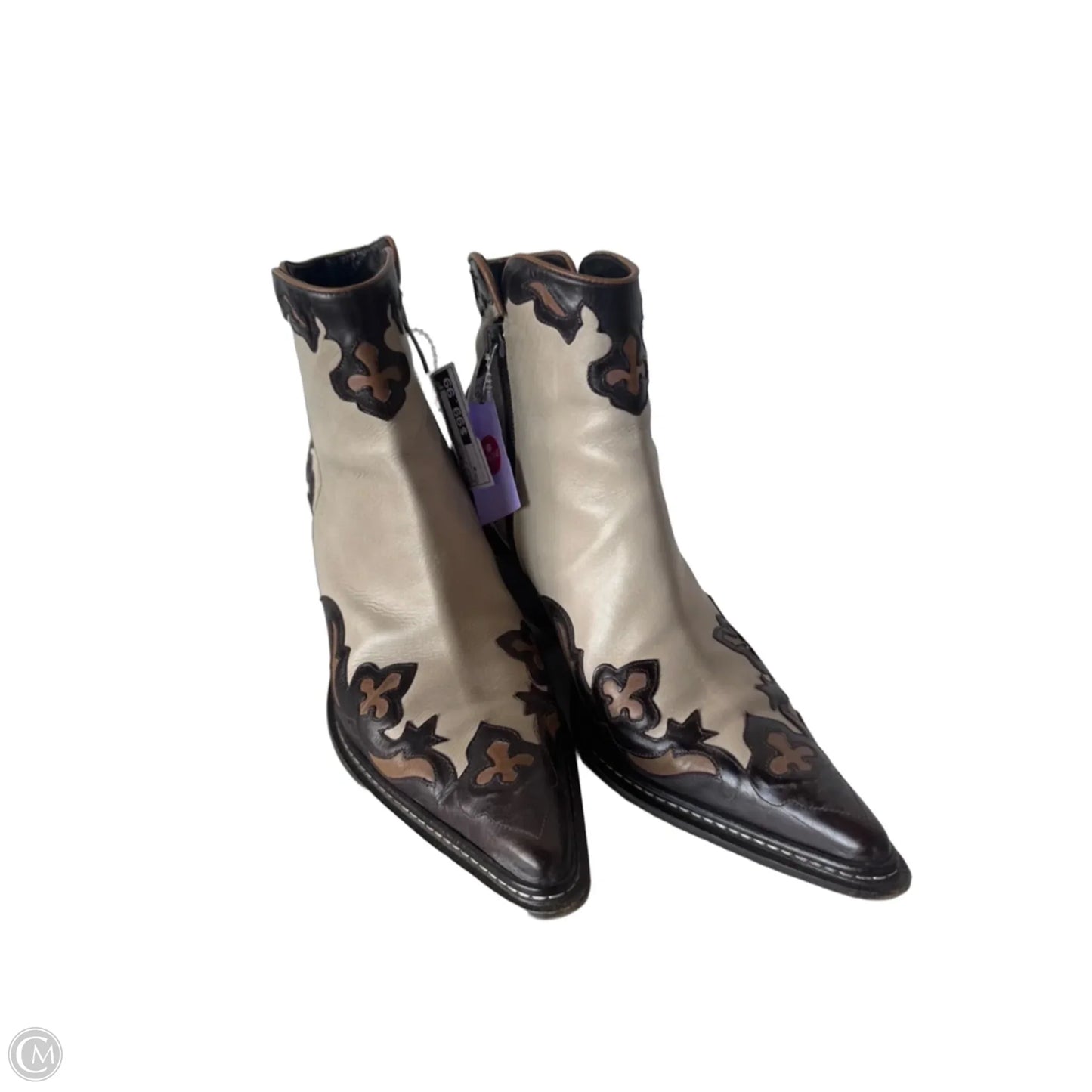 Boots Western By Donald Pliner In Brown & Cream, Size: 8
