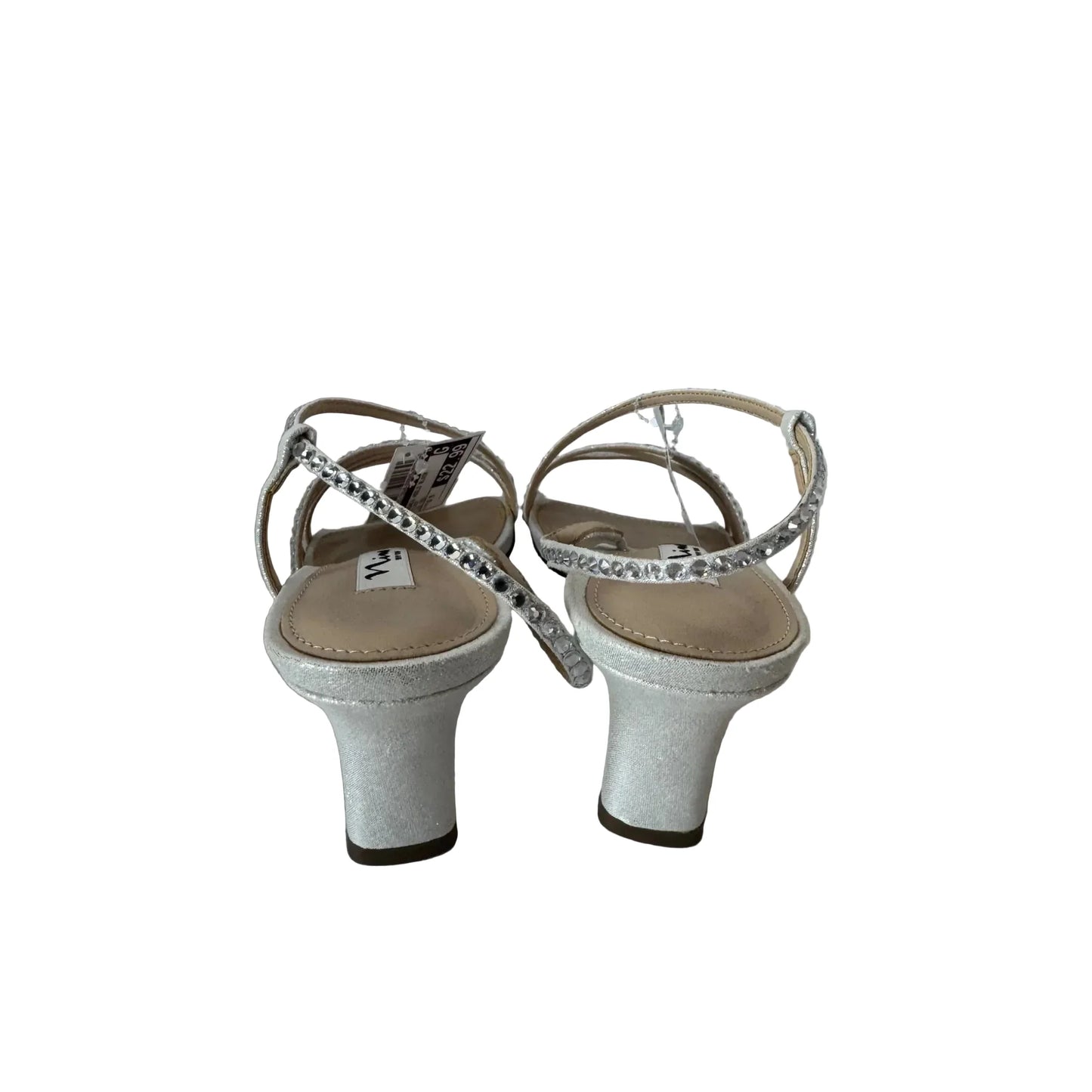 Sandals Heels Block By Nina In Silver, Size: 6.5