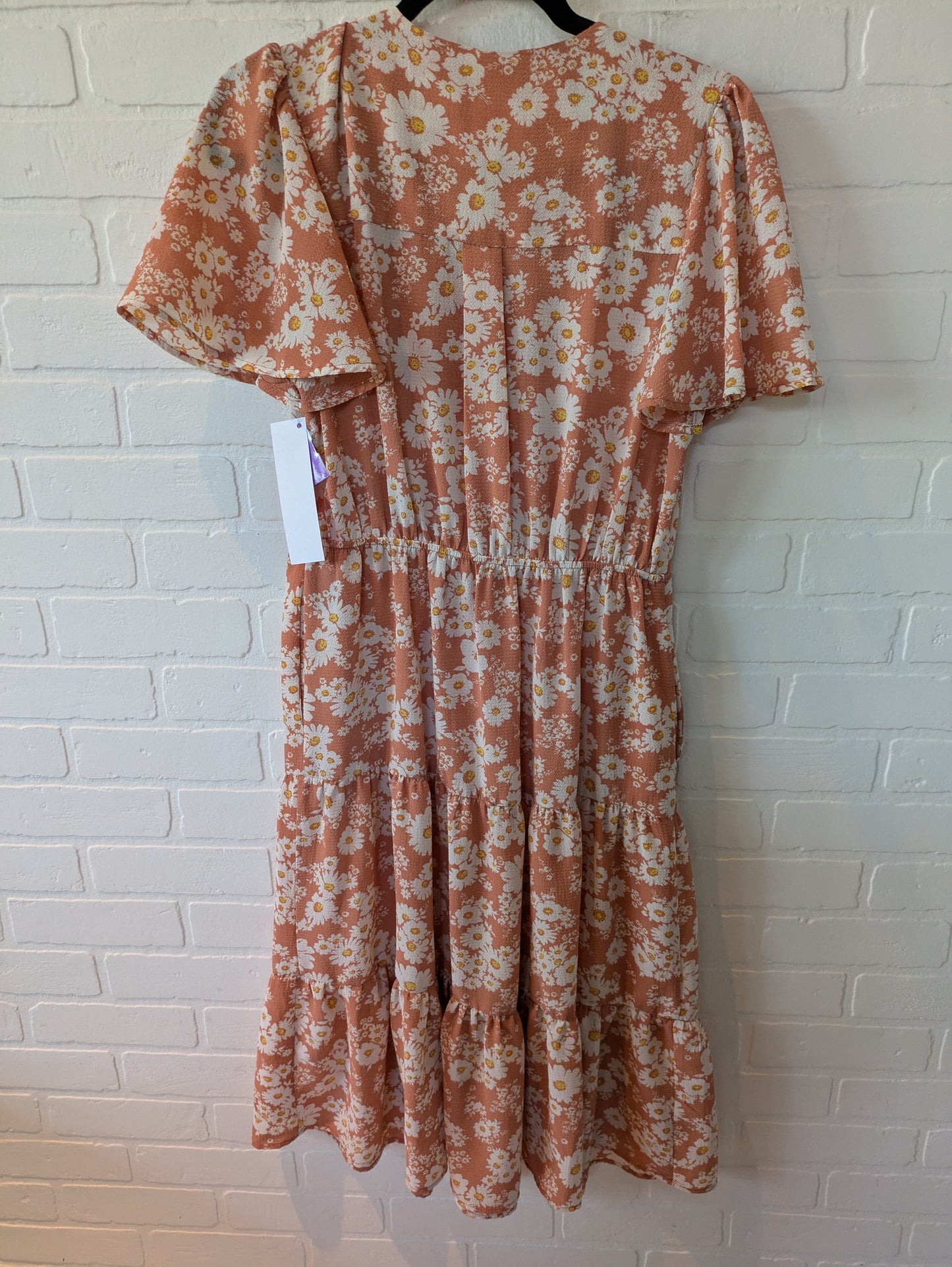 Orange & White Dress Casual Short Monteau, Size L