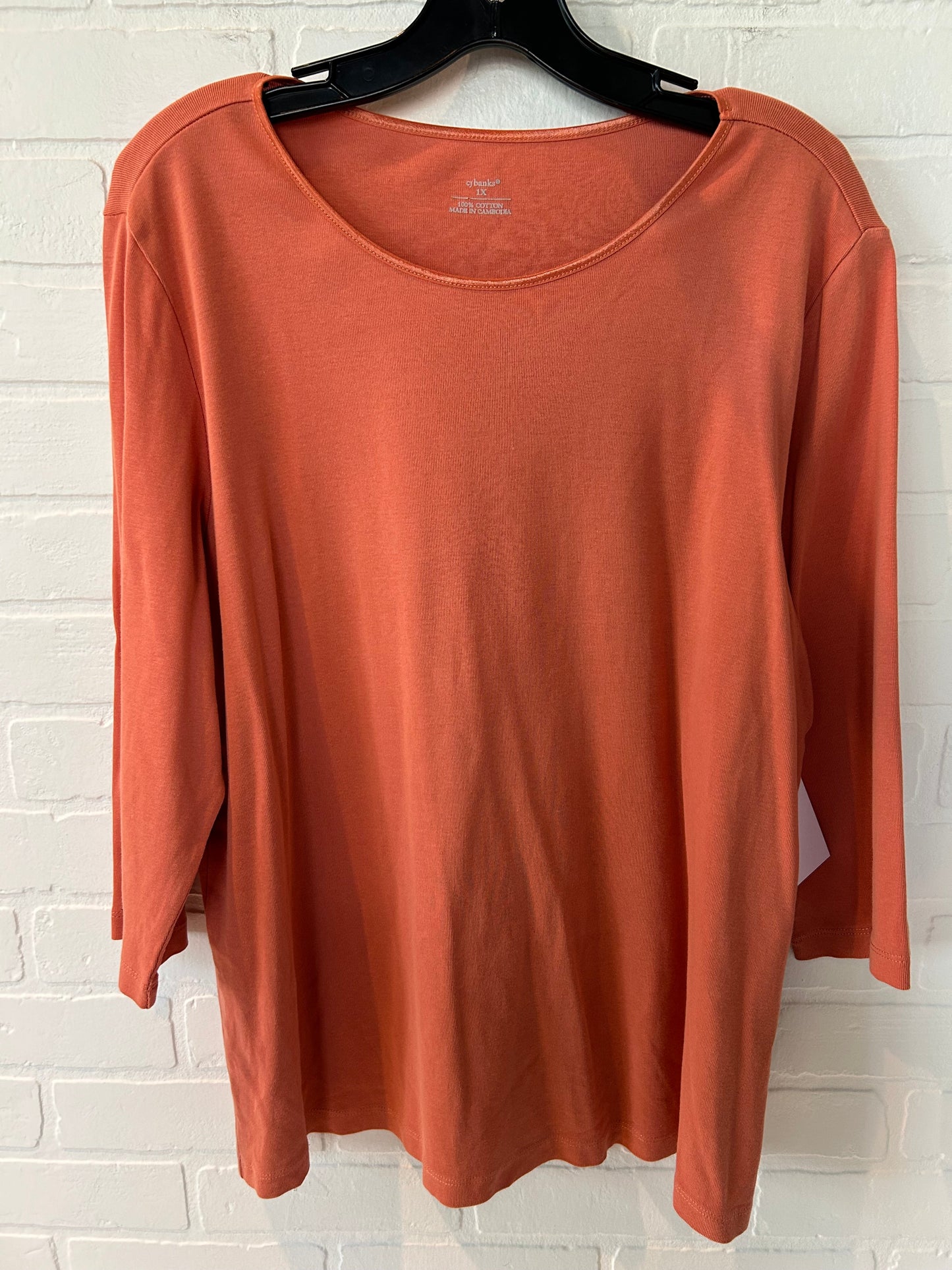 Orange Top 3/4 Sleeve Basic Cj Banks, Size 1x