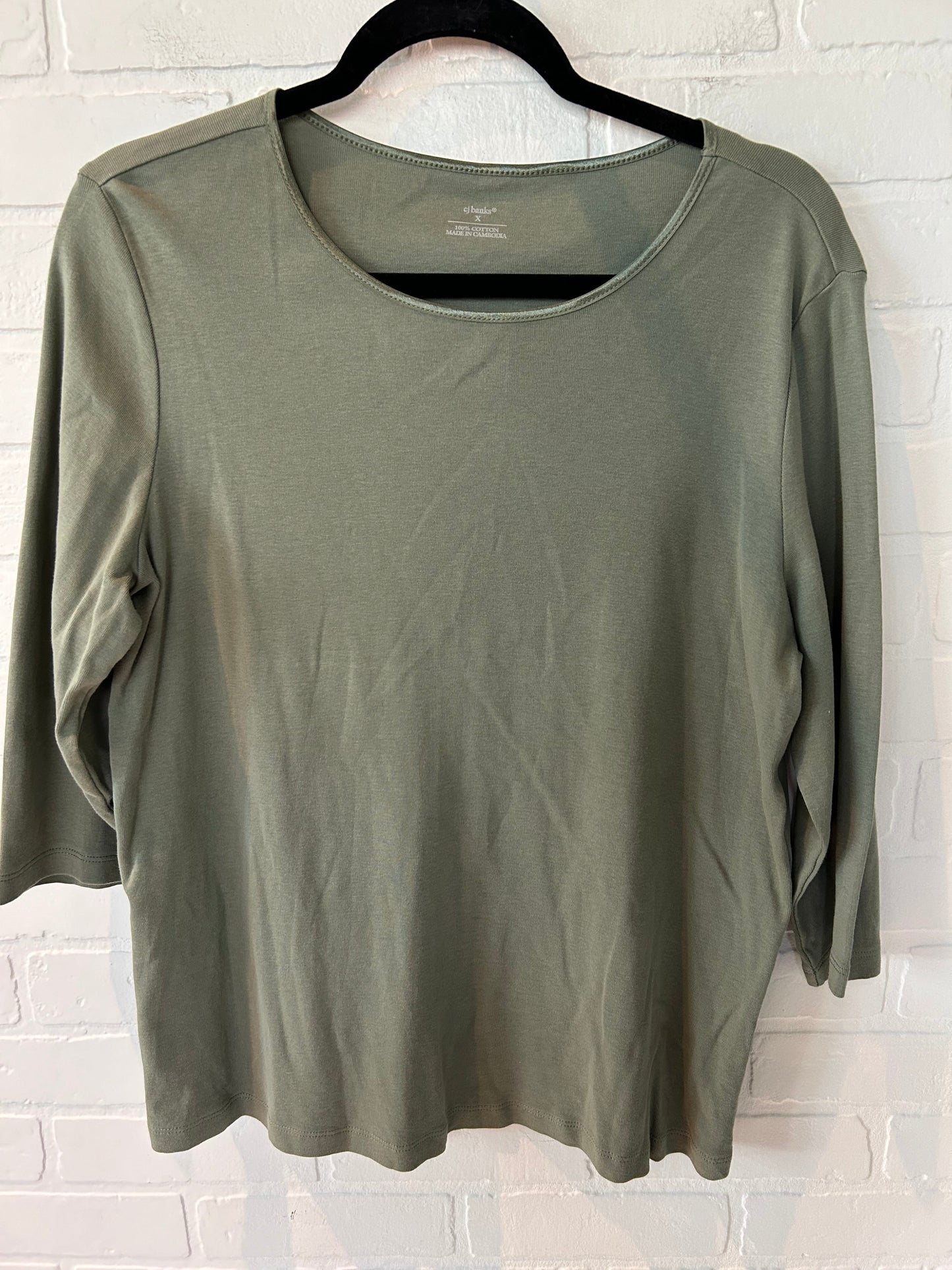 Green Top 3/4 Sleeve Basic Cj Banks, Size Xl