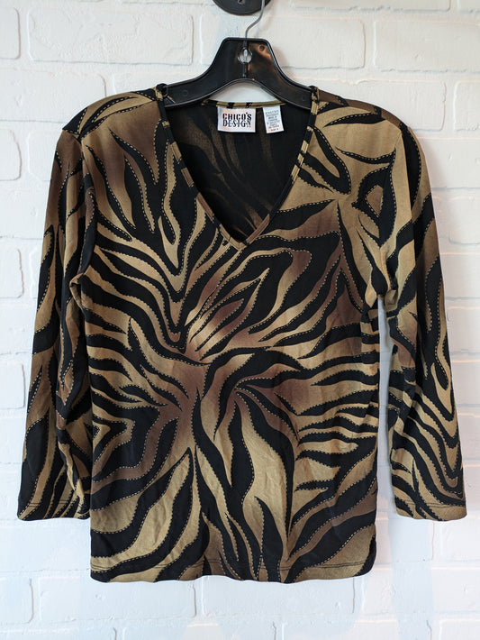Black & Gold Blouse 3/4 Sleeve Chicos, Size M