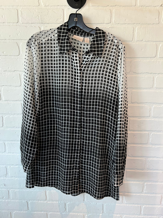 Blue & White Top Long Sleeve Chicos, Size S