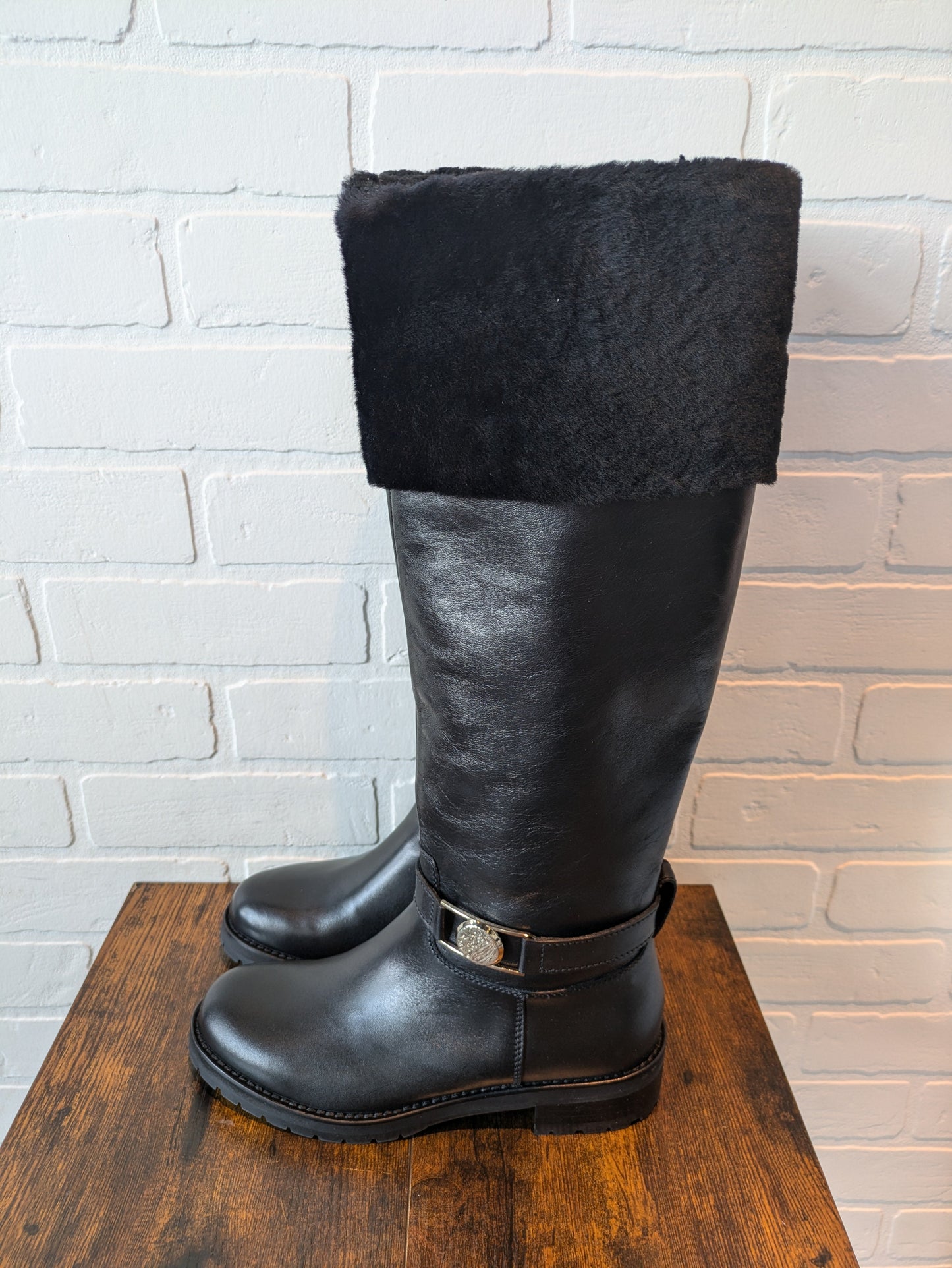 Black Boots Luxury Designer Versace, Size 5.5