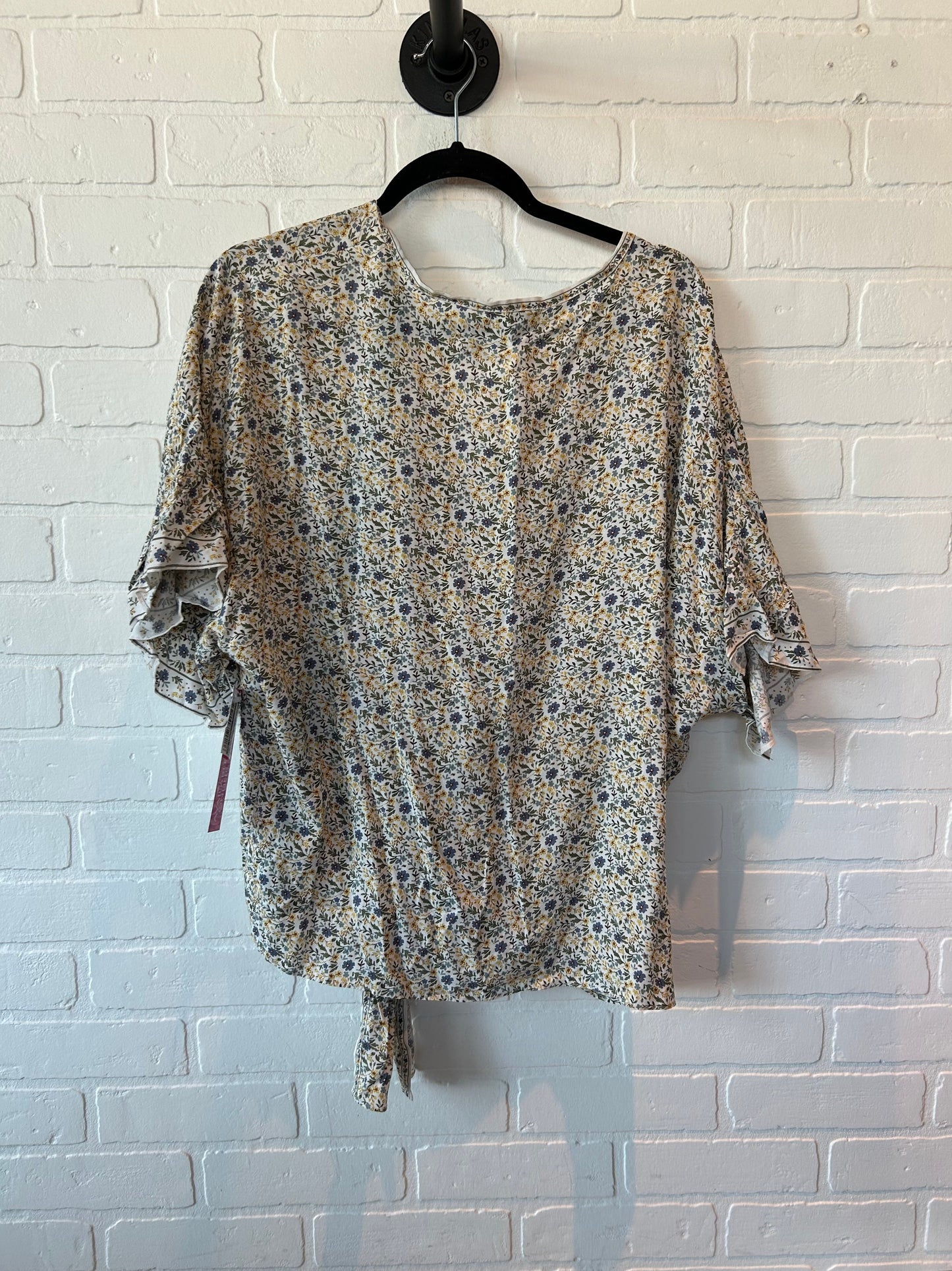 Cream & Green Top Short Sleeve Max Studio, Size Xl