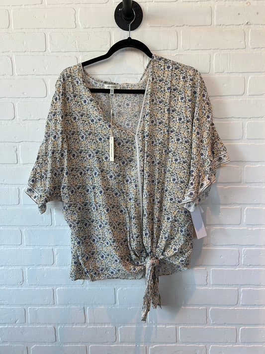 Cream & Green Top Short Sleeve Max Studio, Size Xl