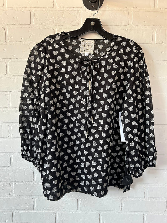 Black & White Top 3/4 Sleeve Designer Johnny Was, Size L