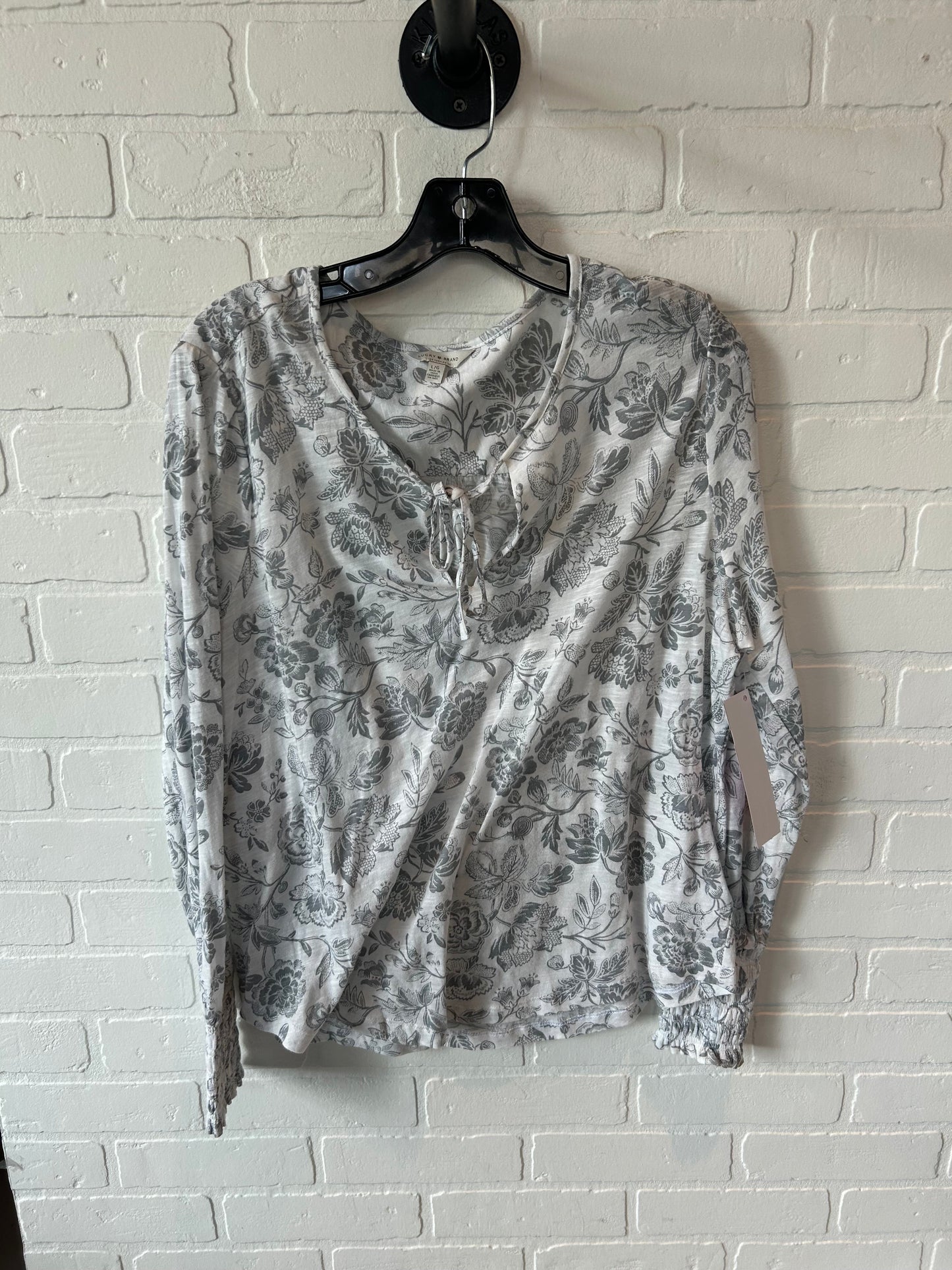 Top Long Sleeve By Lucky Brand In Grey & White, Size: L