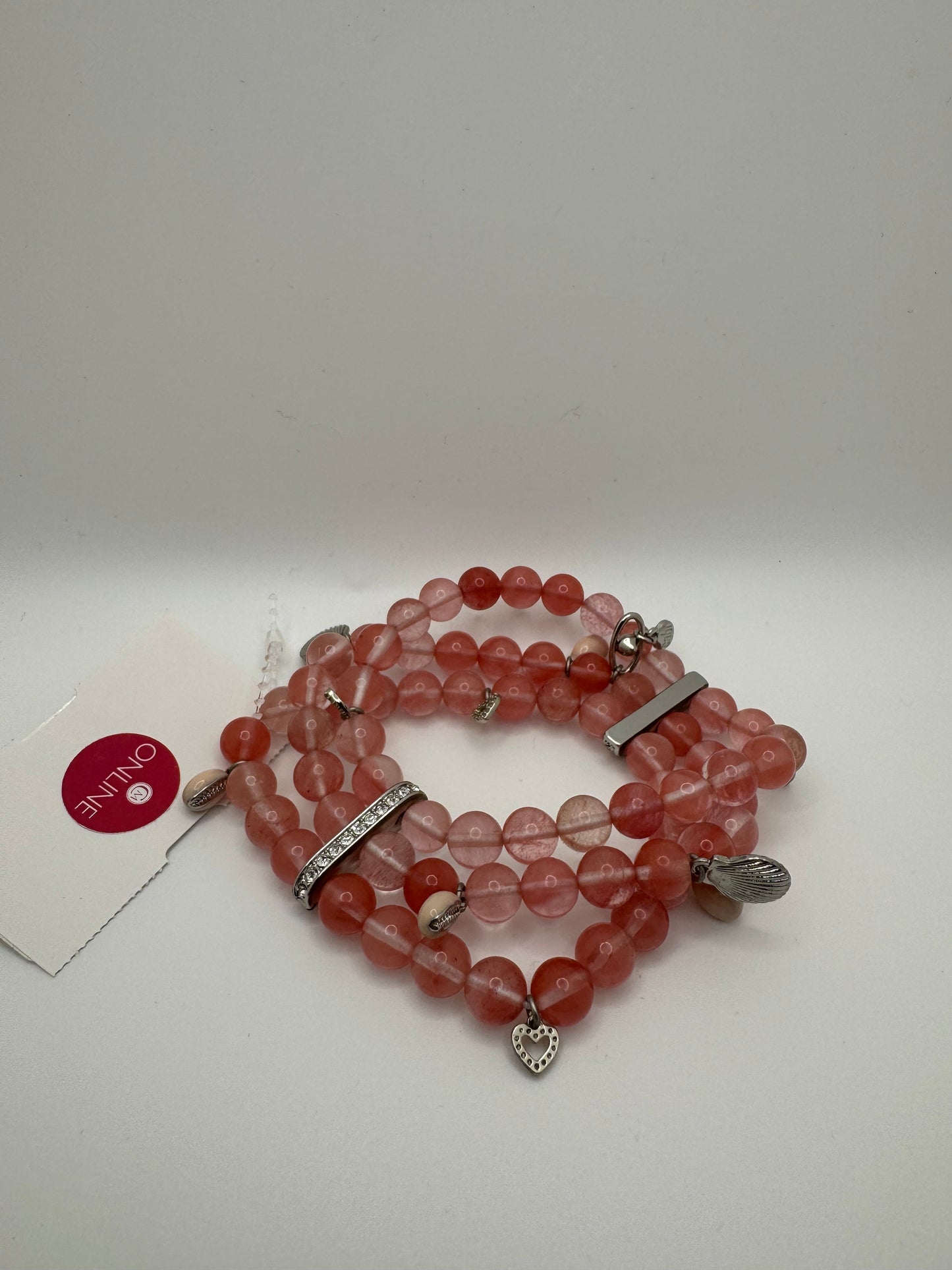 BRACELET BEADED CABI in PINK & SILVER