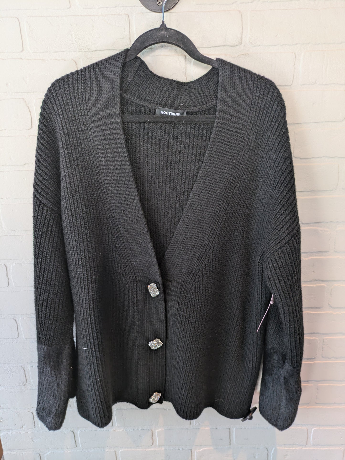 Sweater Cardigan By NOCTURNE  In Black, Size: Xl