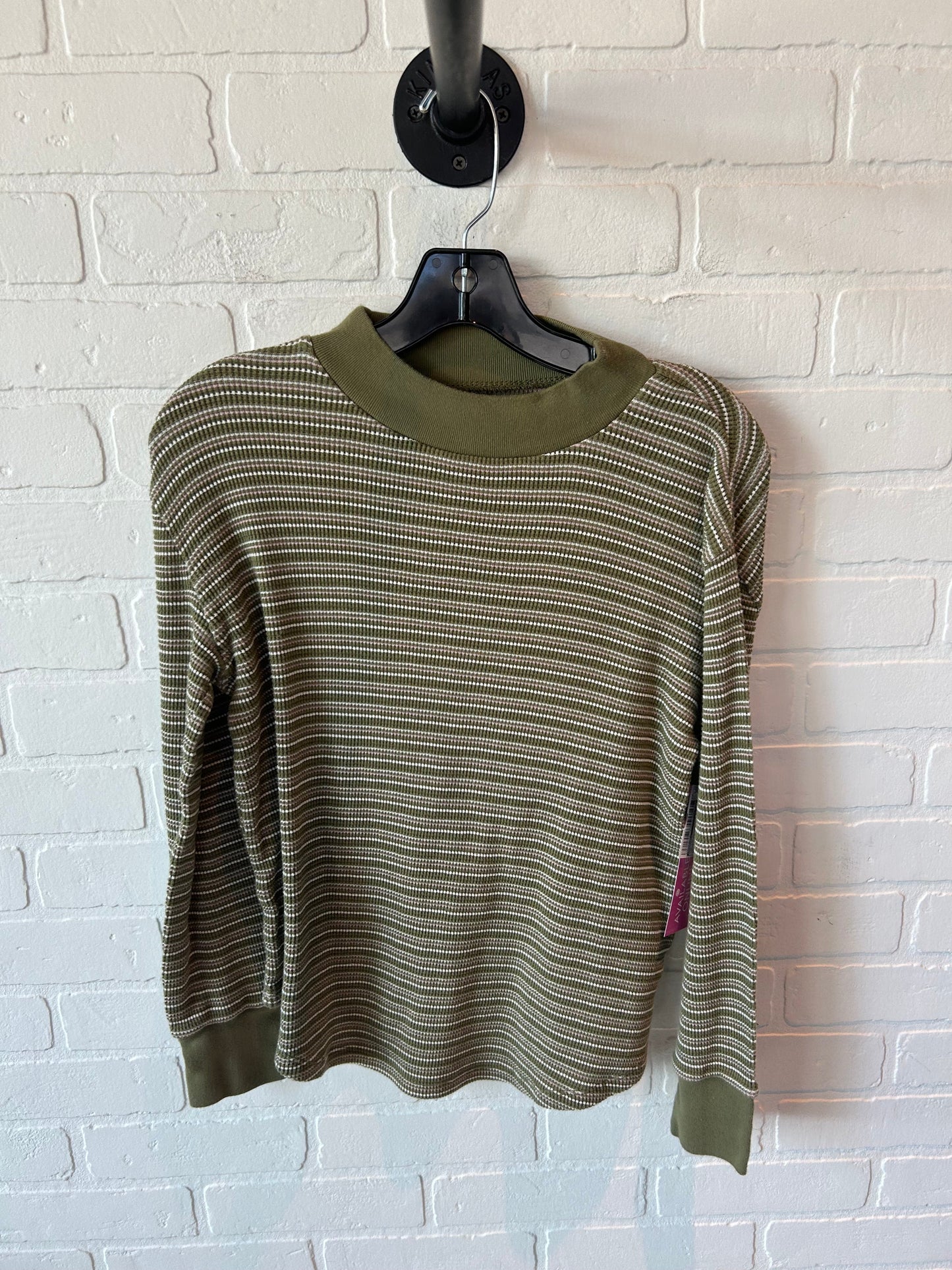 Top Long Sleeve By Madewell In Green & White, Size: Xs