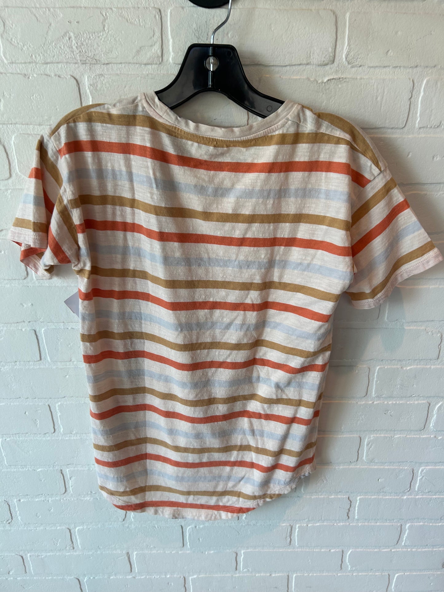 Top Short Sleeve Basic By Madewell In Orange & Tan, Size: S