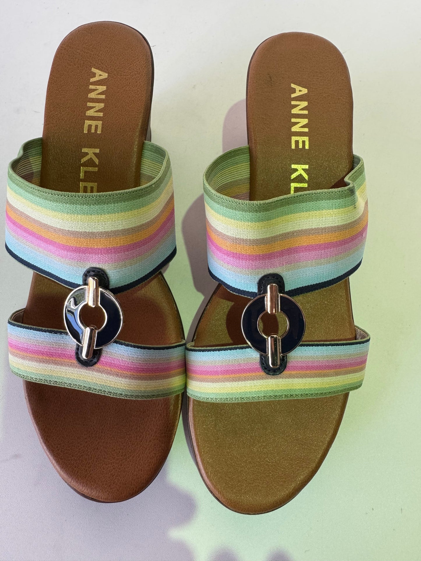 Sandals Heels Wedge By Anne Klein In Multi-colored, Size: 9