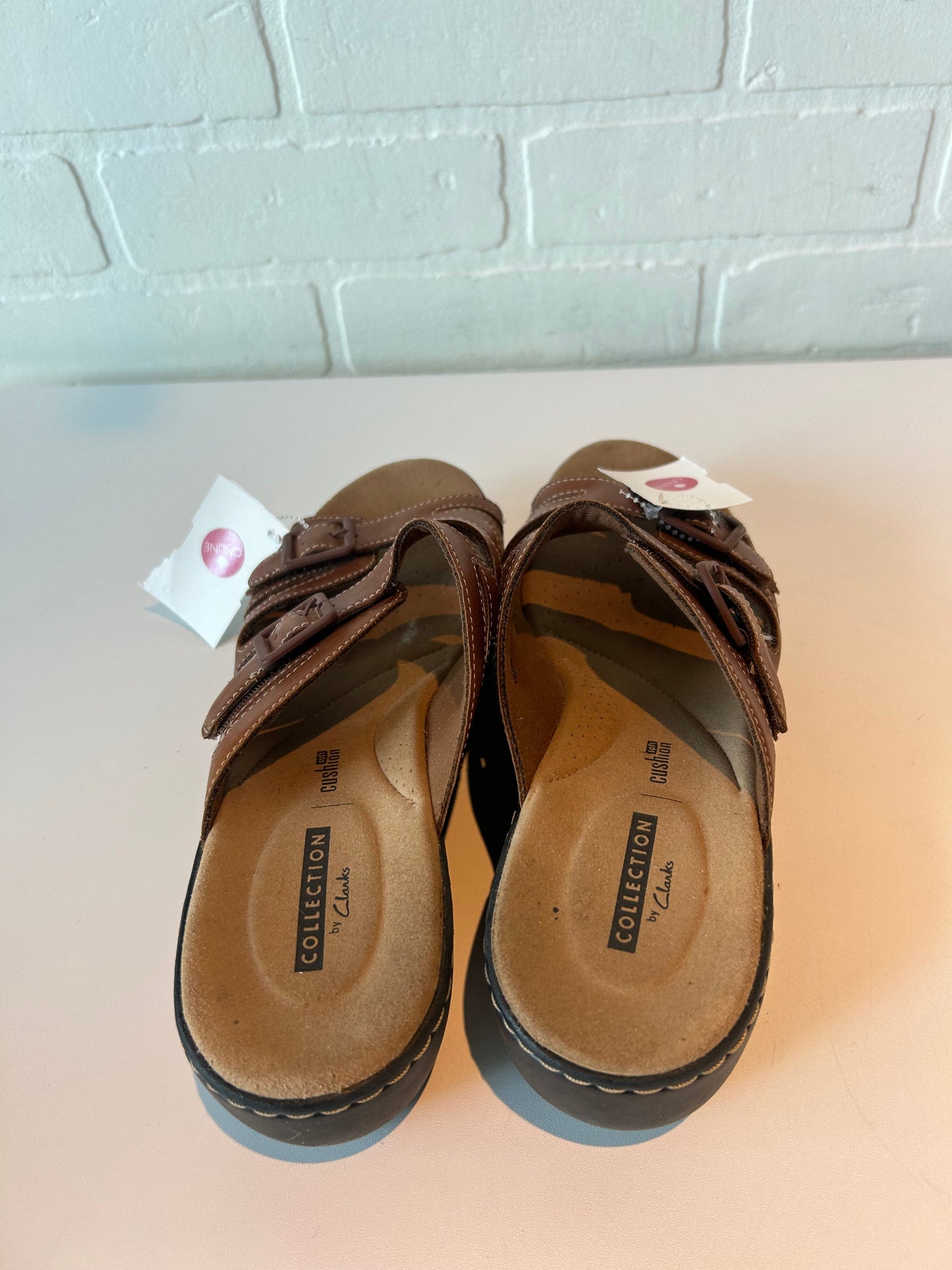 Sandals Heels Wedge By Clarks In Brown, Size: 8