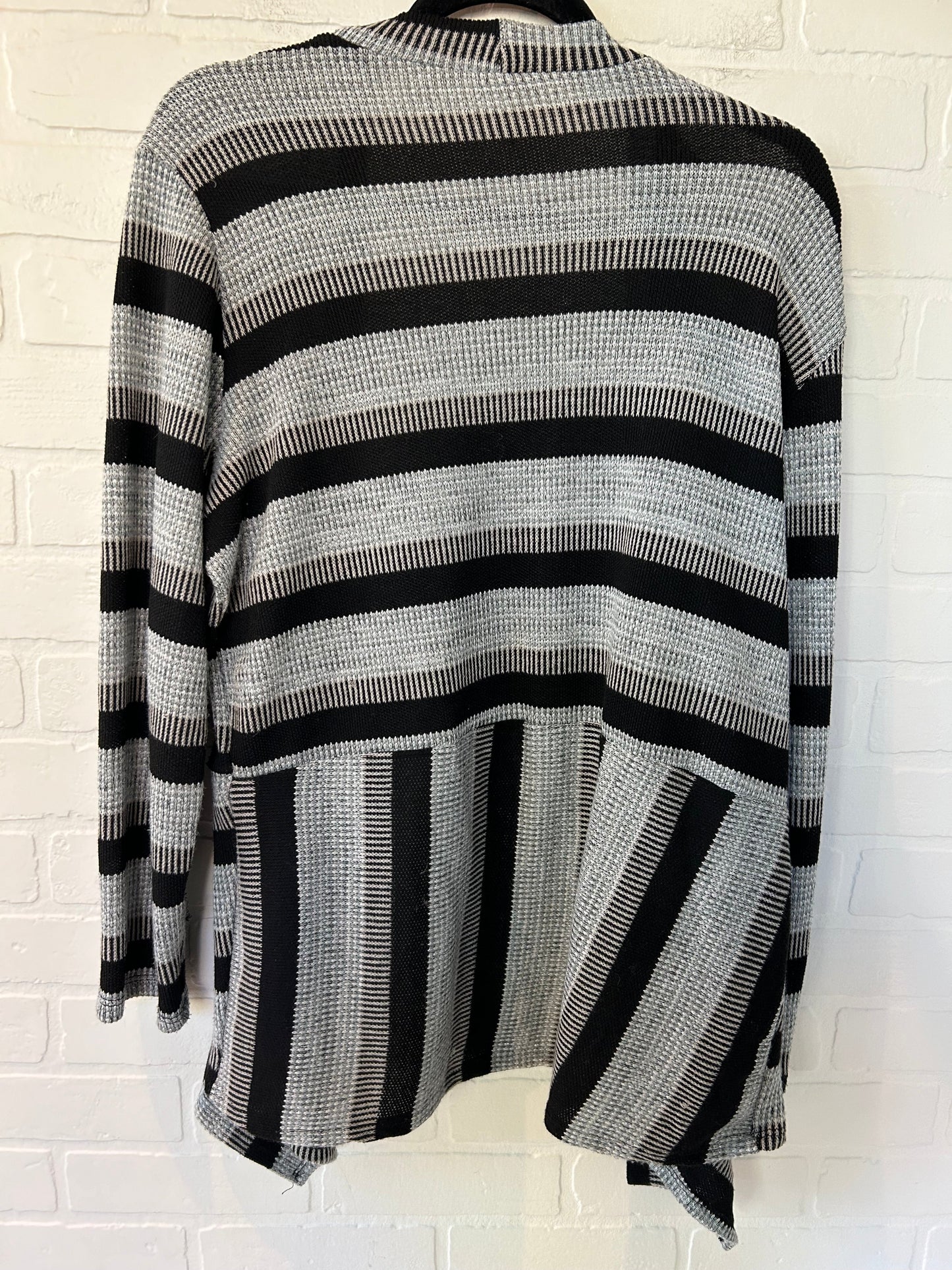 Sweater Cardigan By Carol Rose In Black & Grey, Size: Xl