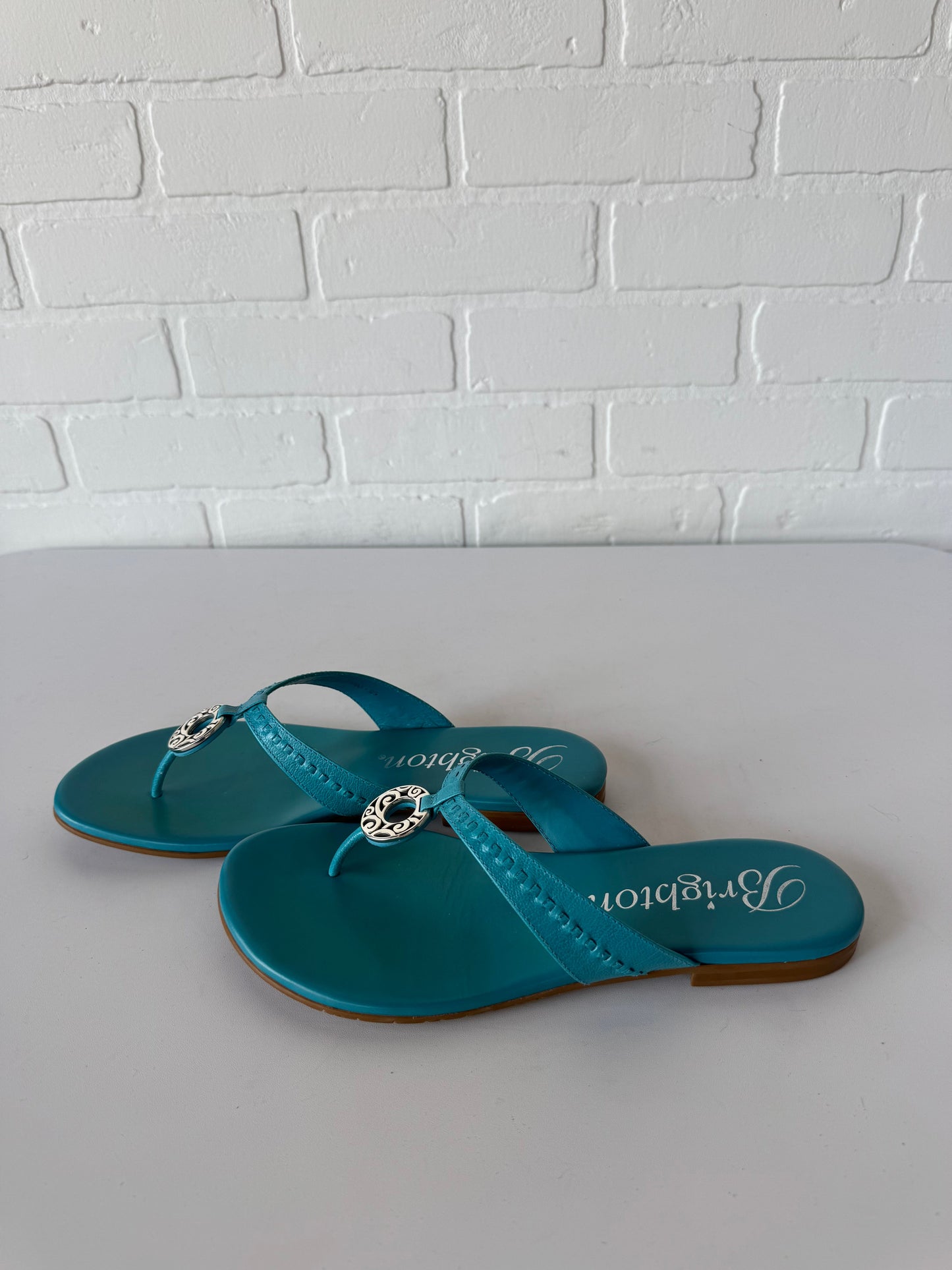 Sandals Flip Flops By Brighton In Blue & Silver, Size: 8