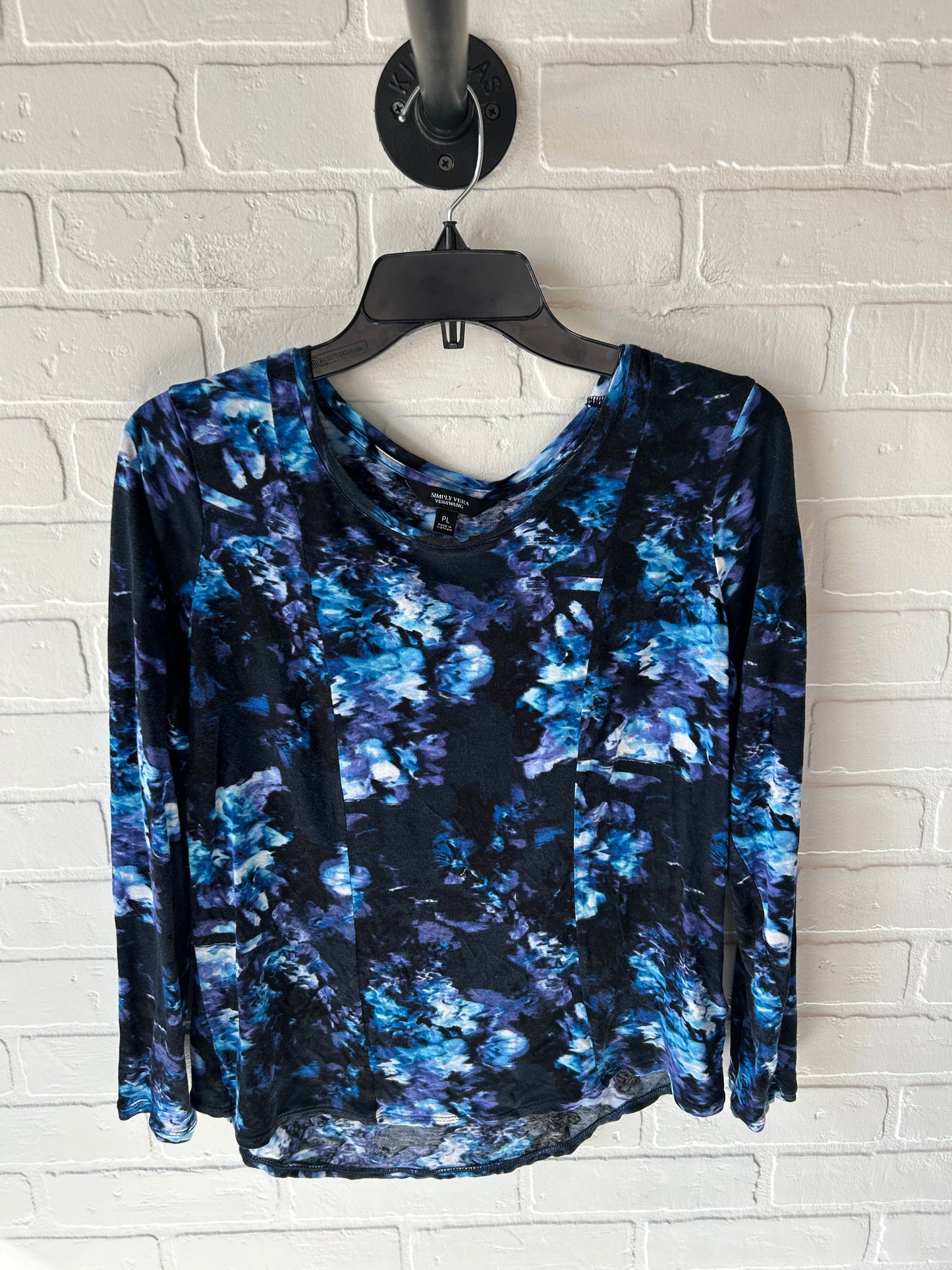 Top Long Sleeve By Simply Vera In Black & Blue, Size: Lp