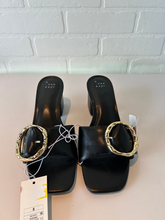 Sandals Heels Block By A New Day In Black & Gold, Size: 8