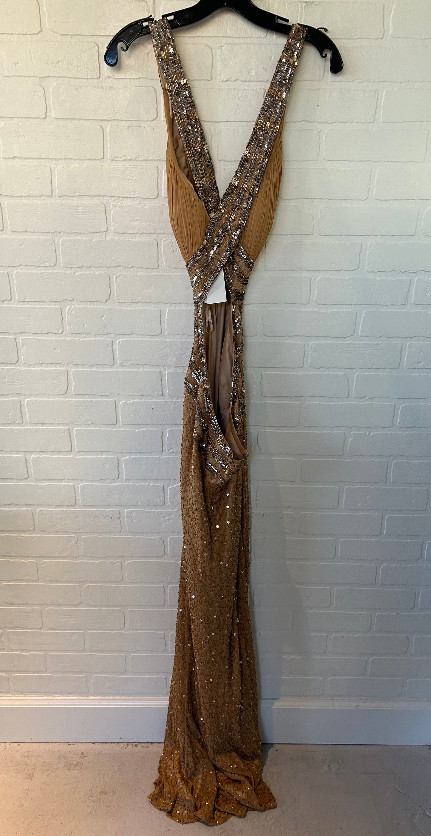 Dress Party Long By Adrianna Papell In Gold, Size: L