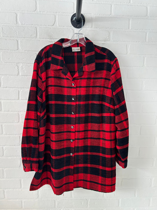 Jacket Shirt By Koret In Black & Red, Size: L