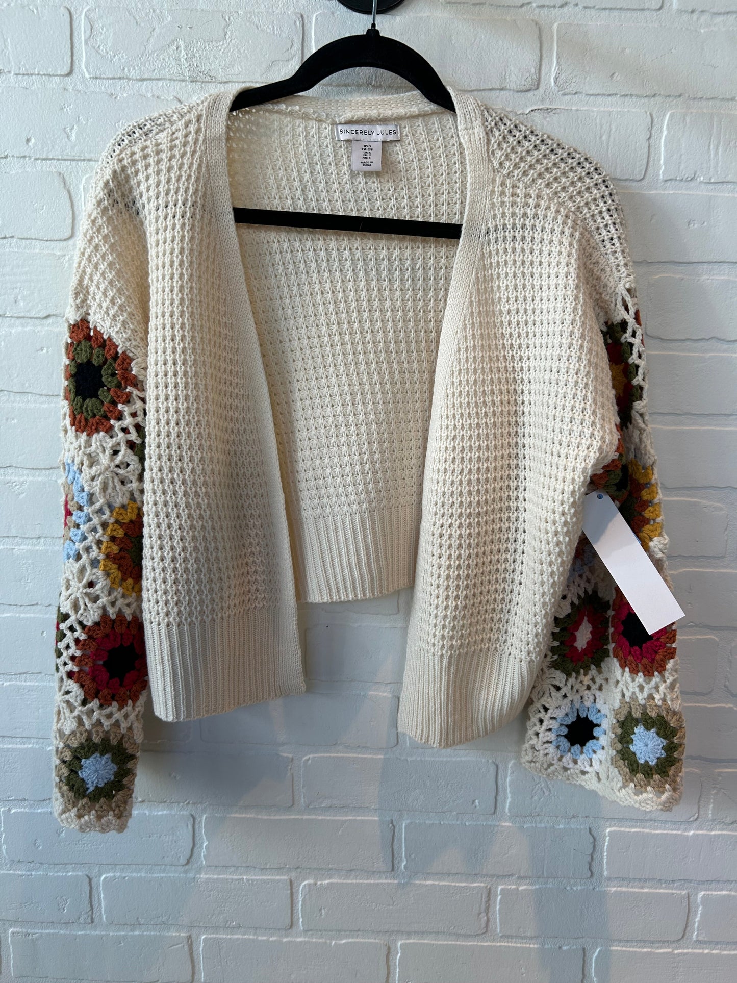 Sweater Cardigan By Sincerely Jules In Cream & Red, Size: S