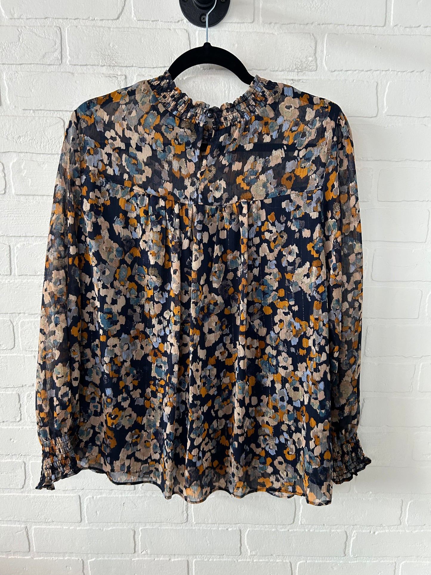 Top Long Sleeve By Zac And Rachel In Blue & Gold, Size: L