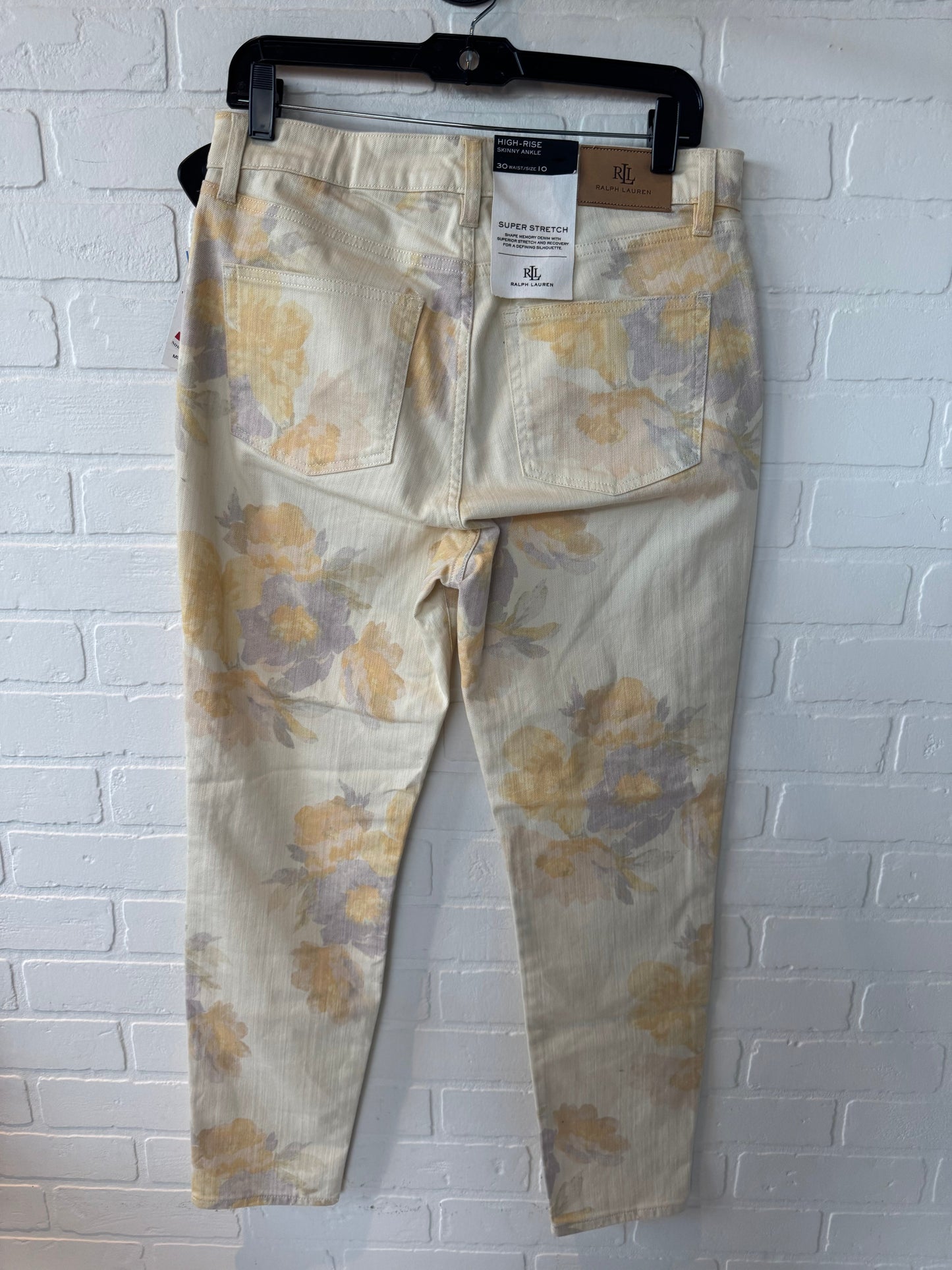 Jeans Skinny By Lauren By Ralph Lauren In Cream & Purple, Size: 10